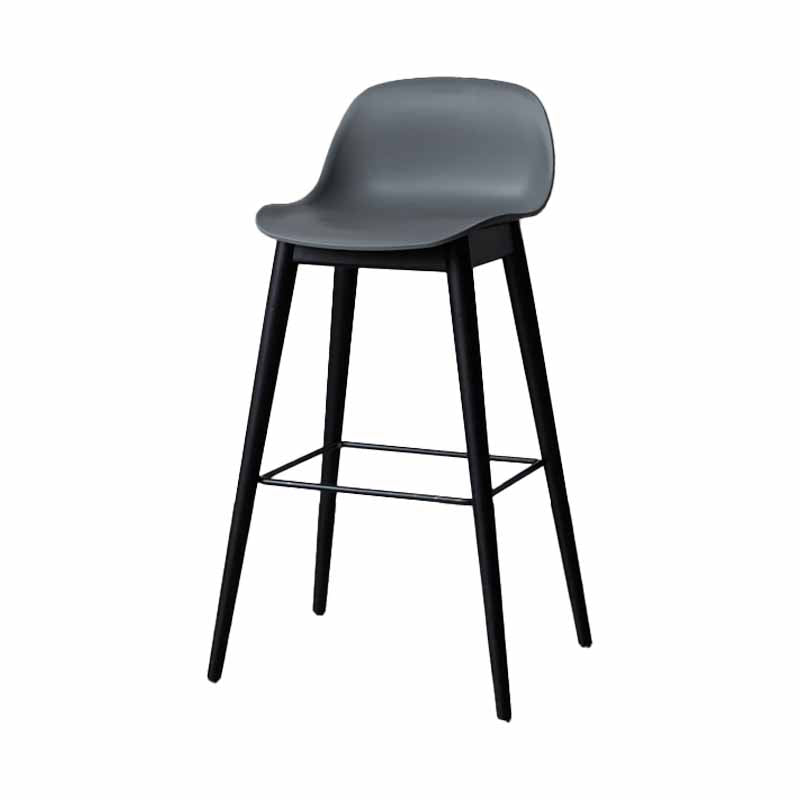 Taburetes de madera escandinavos para mostrador, taburetes de bar de plástico con respaldo bajo y reposapiés
