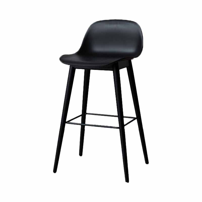 Taburetes de madera escandinavos para mostrador, taburetes de bar de plástico con respaldo bajo y reposapiés