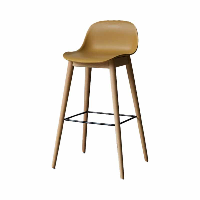 Taburetes de madera escandinavos para mostrador, taburetes de bar de plástico con respaldo bajo y reposapiés