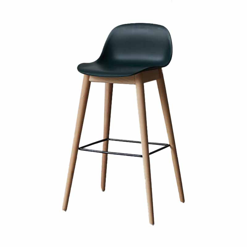Taburetes de madera escandinavos para mostrador, taburetes de bar de plástico con respaldo bajo y reposapiés