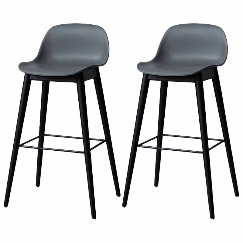 Taburetes de madera escandinavos para mostrador, taburetes de bar de plástico con respaldo bajo y reposapiés