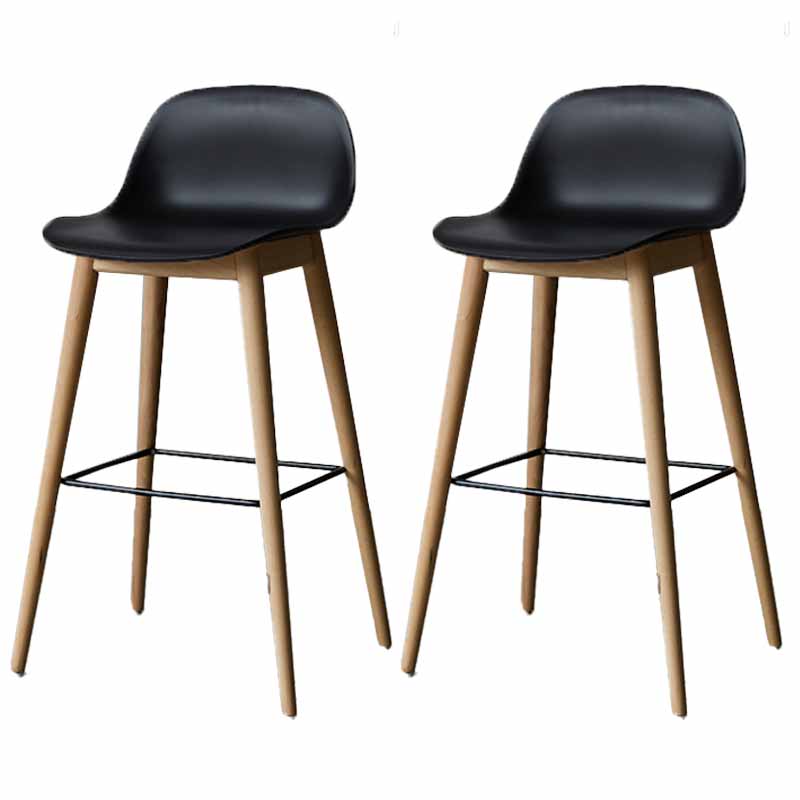 Taburetes de madera escandinavos para mostrador, taburetes de bar de plástico con respaldo bajo y reposapiés