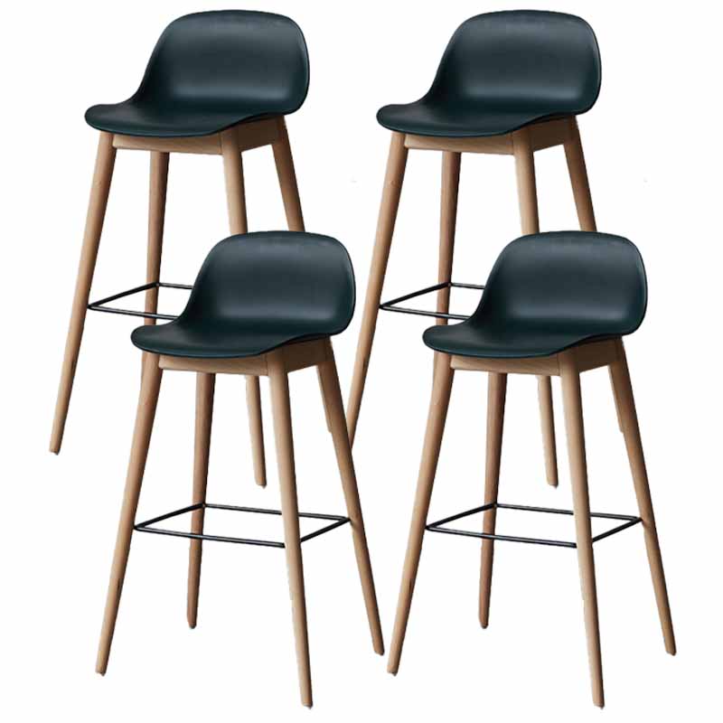 Taburetes de madera escandinavos para mostrador, taburetes de bar de plástico con respaldo bajo y reposapiés