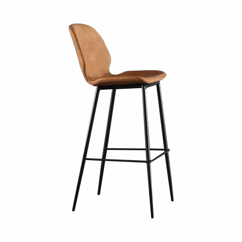 Taburetes industriales de cuero para mostrador, taburetes de bar con respaldo bajo de metal negro con reposapiés
