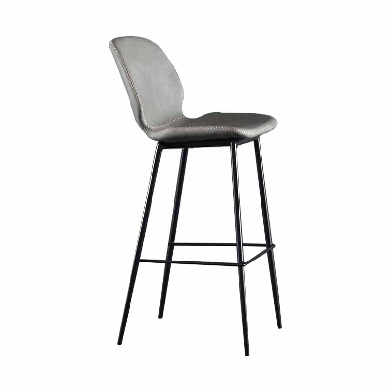 Taburetes industriales de cuero para mostrador, taburetes de bar con respaldo bajo de metal negro con reposapiés