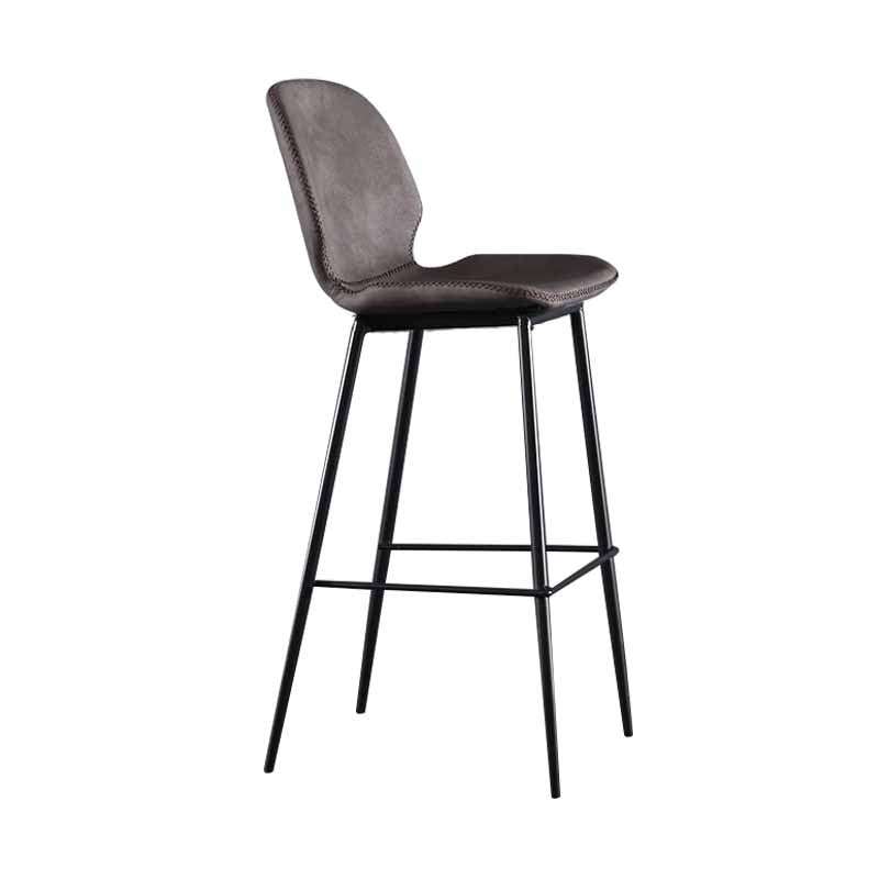 Taburetes industriales de cuero para mostrador, taburetes de bar con respaldo bajo de metal negro con reposapiés