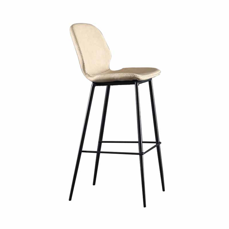 Taburetes industriales de cuero para mostrador, taburetes de bar con respaldo bajo de metal negro con reposapiés