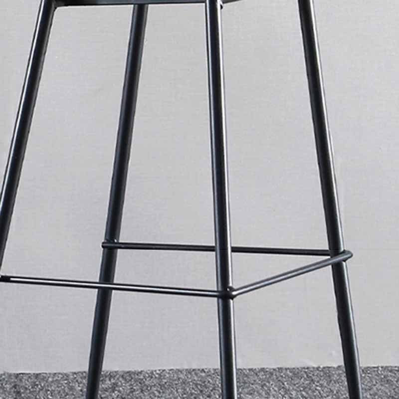 Taburetes industriales de cuero para mostrador, taburetes de bar con respaldo bajo de metal negro con reposapiés