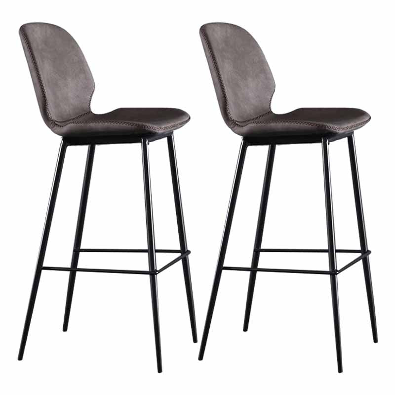Taburetes industriales de cuero para mostrador, taburetes de bar con respaldo bajo de metal negro con reposapiés