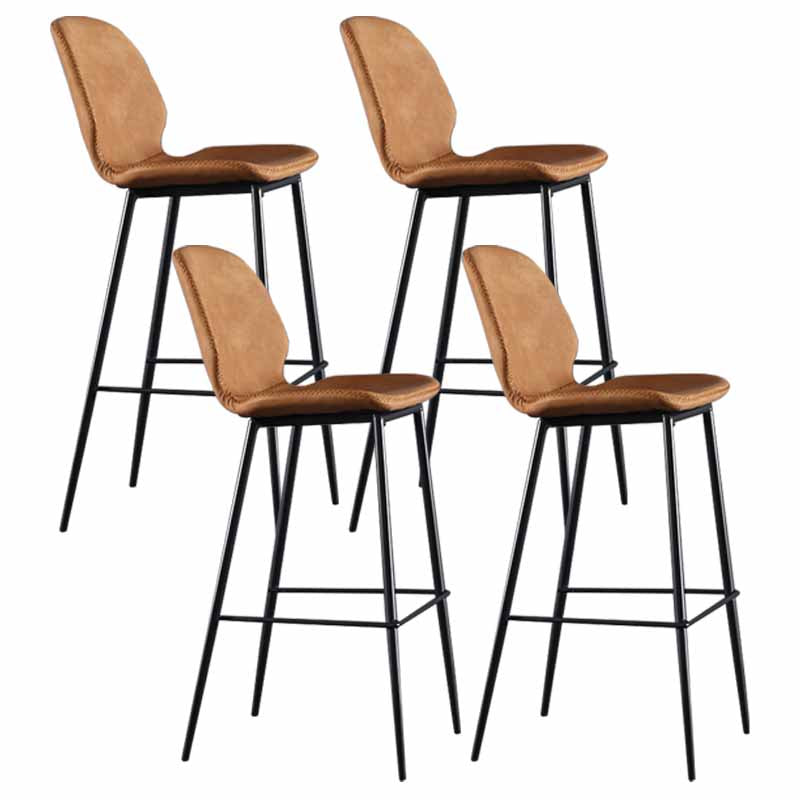 Taburetes industriales de cuero para mostrador, taburetes de bar con respaldo bajo de metal negro con reposapiés