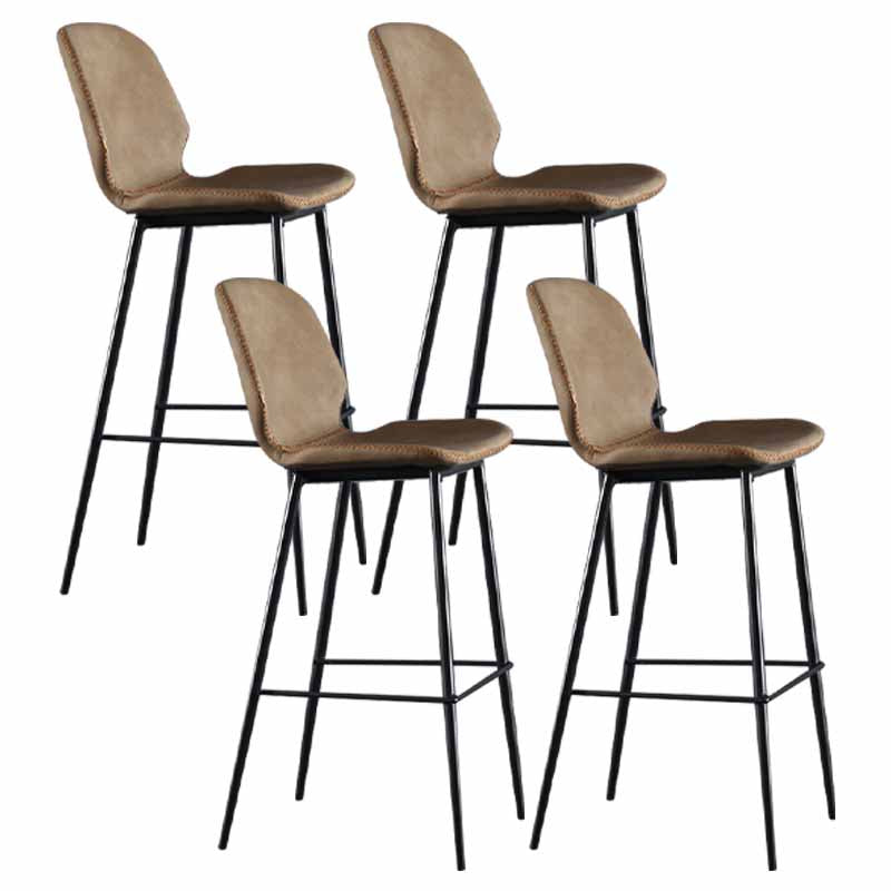 Taburetes industriales de cuero para mostrador, taburetes de bar con respaldo bajo de metal negro con reposapiés