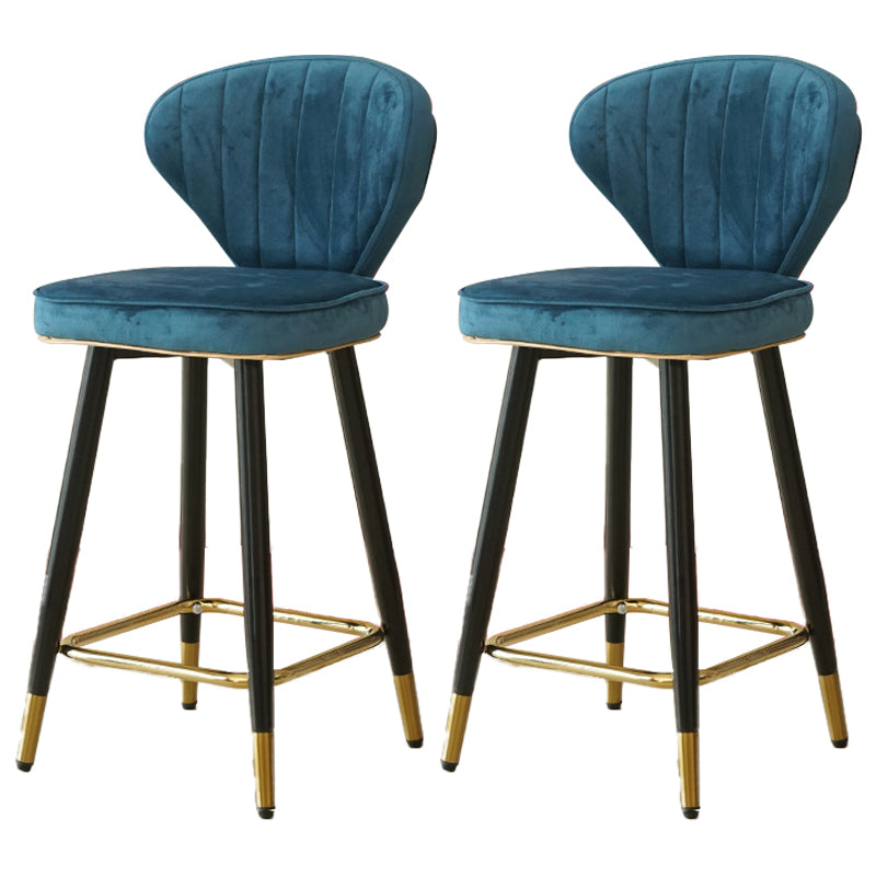 Metal Black Counter Stools Upholstered Low Back Scandinavian Bar Stools