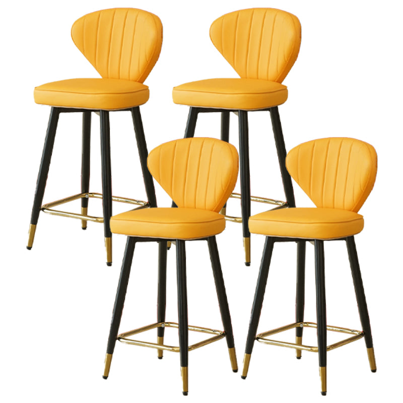 Metal Black Counter Stools Upholstered Low Back Scandinavian Bar Stools