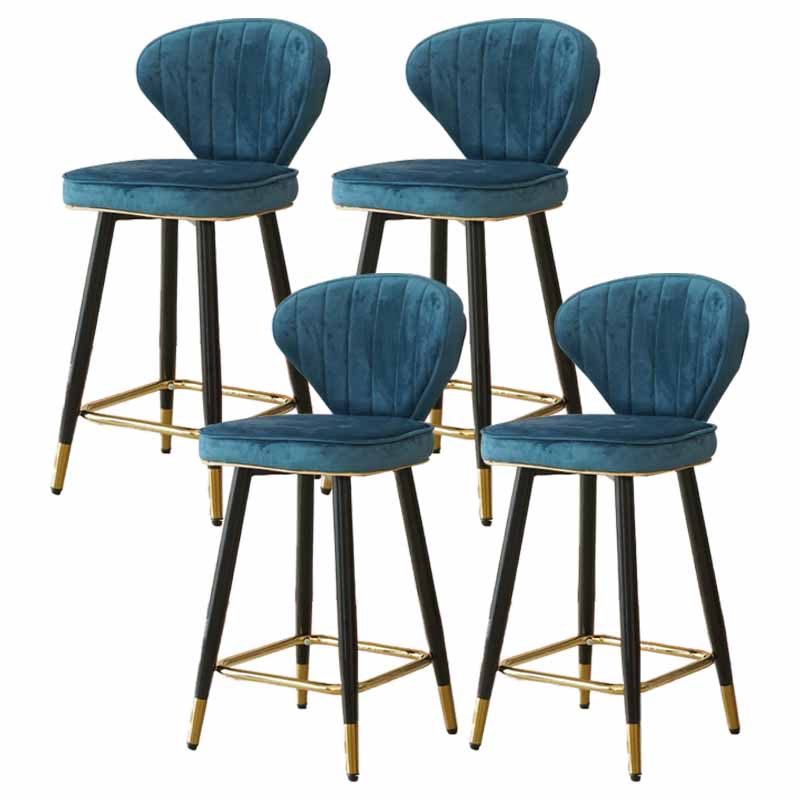 Metal Black Counter Stools Upholstered Low Back Scandinavian Bar Stools
