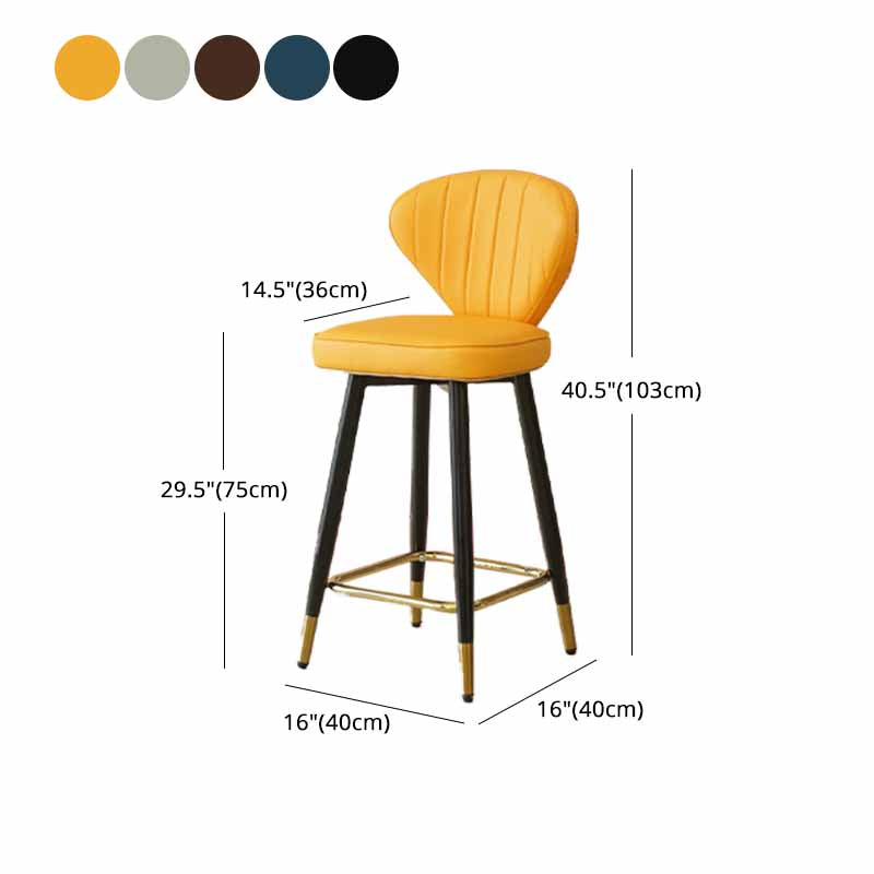 Metal Black Counter Stools Upholstered Low Back Scandinavian Bar Stools