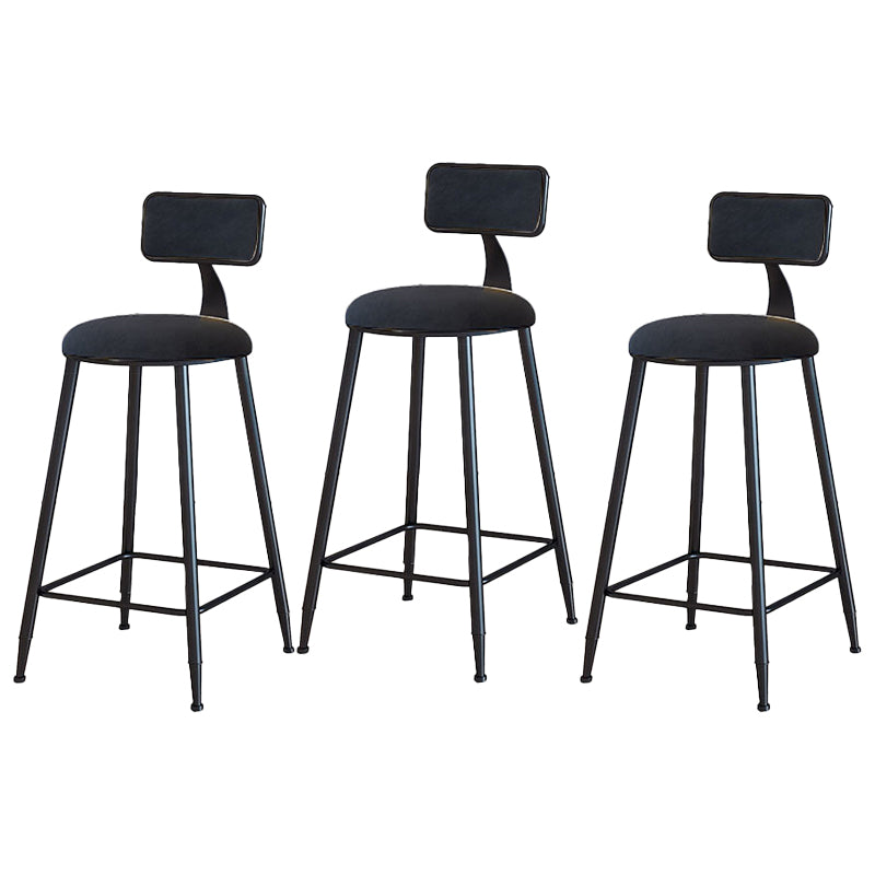 Taburetes de bar tapizados en negro, taburetes de bar escandinavos con respaldo bajo (juego de 3)
