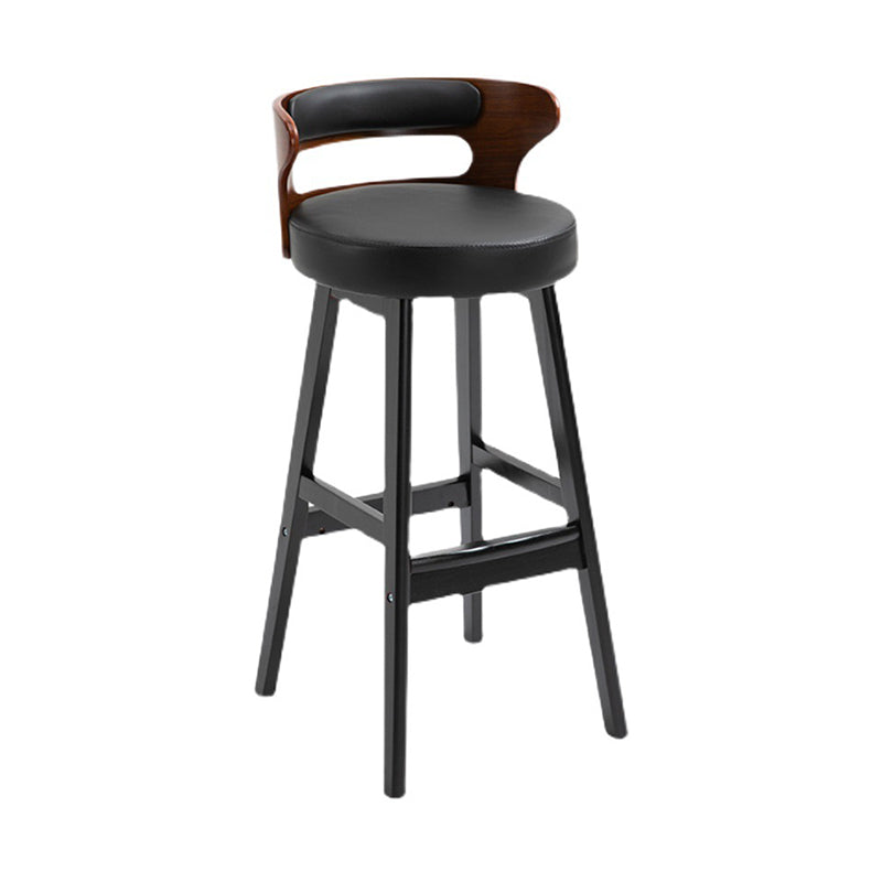 Skandinavische Holzpolsterstuhlhocker Low Back Bar Stools mit runden Sitz