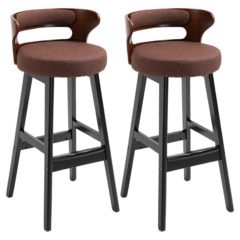Skandinavische Holzpolsterstuhlhocker Low Back Bar Stools mit runden Sitz