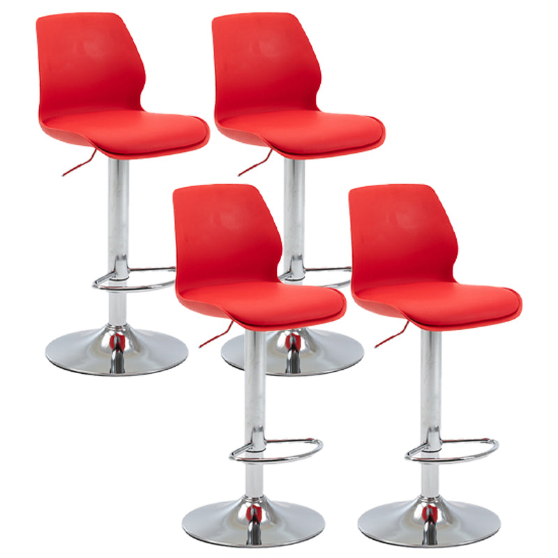Höhenverstellbare silberne Thekenhocker, drehbare skandinavische Barhocker aus Metall (4er-Set)