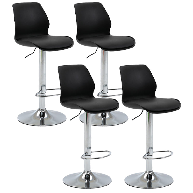 Höhenverstellbare silberne Thekenhocker, drehbare skandinavische Barhocker aus Metall (4er-Set)