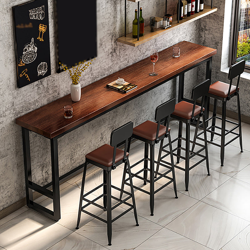 Rectangle Brown Indoor Event and Cocktail Table Trestle Wood Bar Height Pub Table
