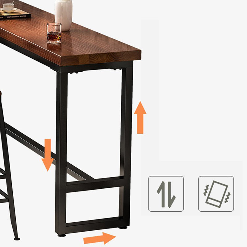 Rectangle Brown Indoor Event and Cocktail Table Trestle Wood Bar Height Pub Table