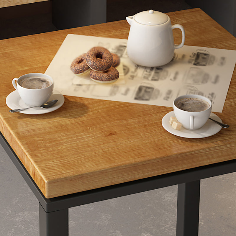 Industrial Wood Indoor Pub Bar Table Black Iron Bar Dining Table with 4-Prong Pedestal