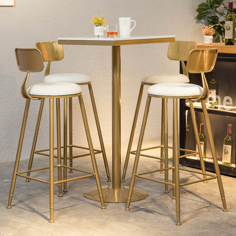 Glam Faux Marble Bistro Table Indoor Gold Steel Bar Dining Table with Single Pedestal