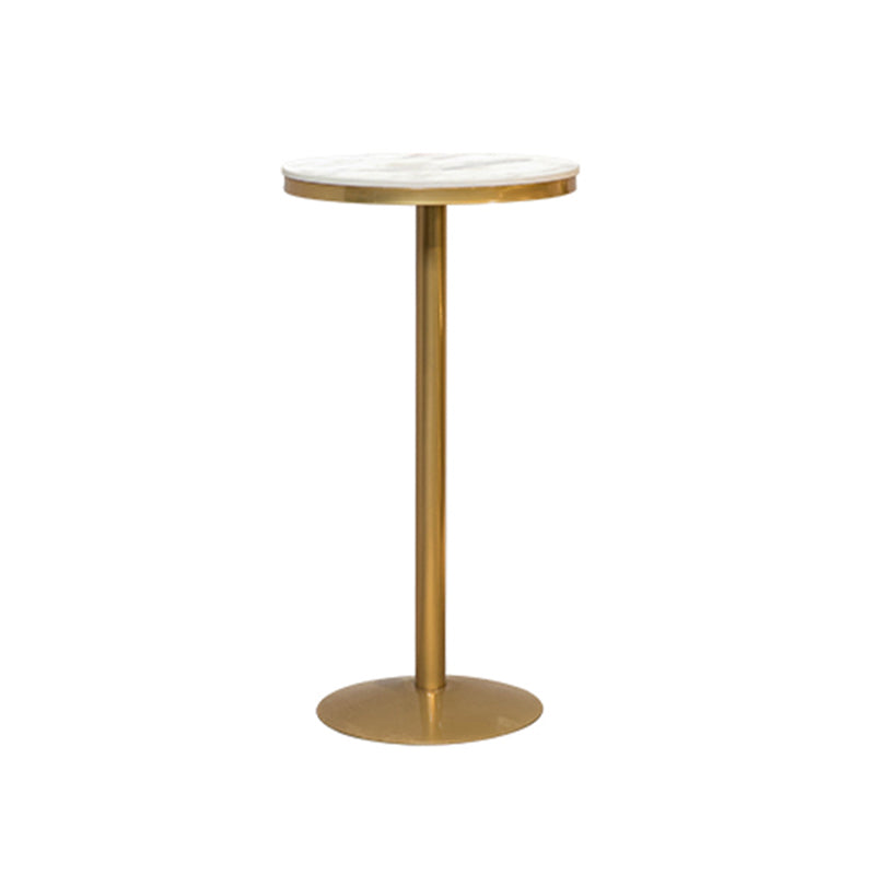 Glam Faux Marble Bistro Table Indoor Gold Steel Bar Dining Table with Single Pedestal