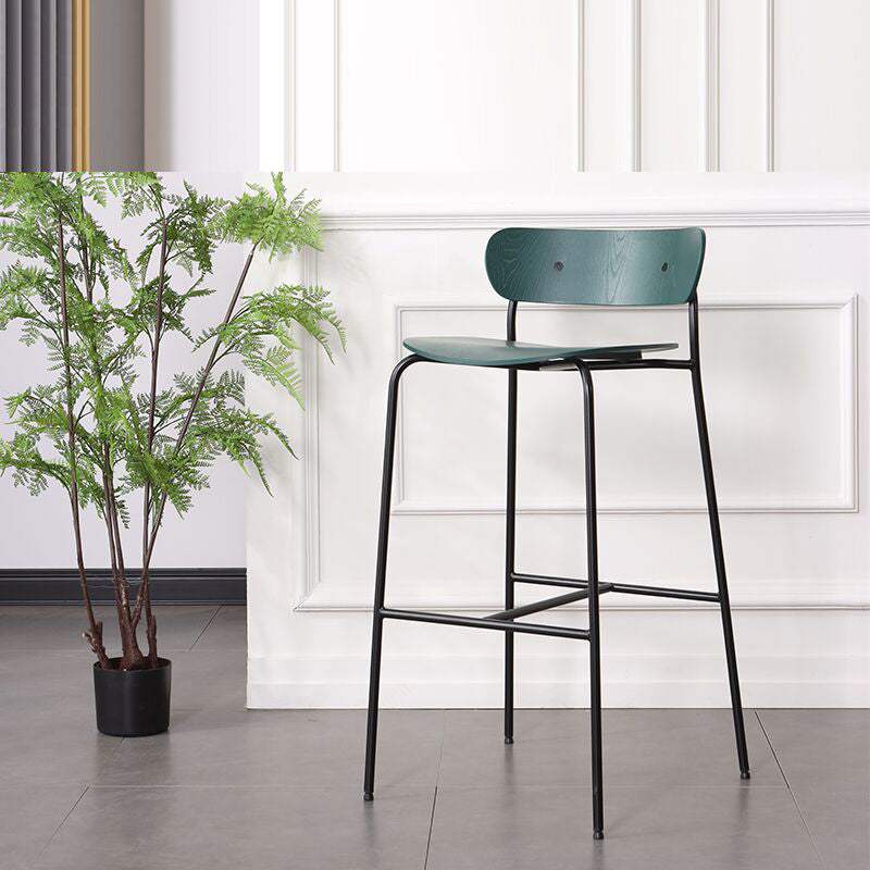 Industrieller, schlichter Barhocker aus Eisen, Restaurant-Hocker mit Holzsitz, 1 Stück