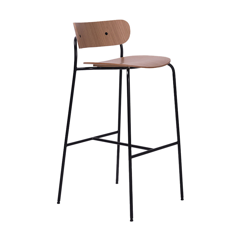 Industrieller, schlichter Barhocker aus Eisen, Restaurant-Hocker mit Holzsitz, 1 Stück
