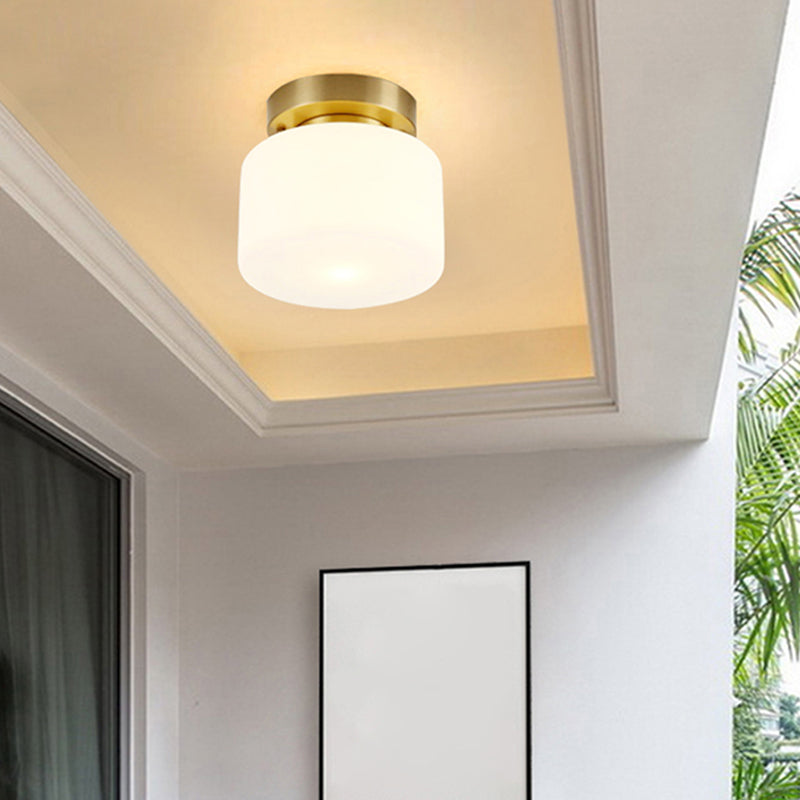 Glass Shaded Close to Ceiling Lighting Fixture Minimalist Ceiling Mount Lamp