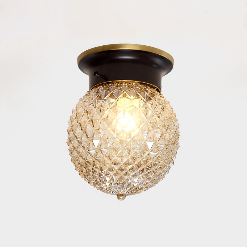 Glass Shaded Close to Ceiling Lighting Fixture Minimalist Ceiling Mount Lamp