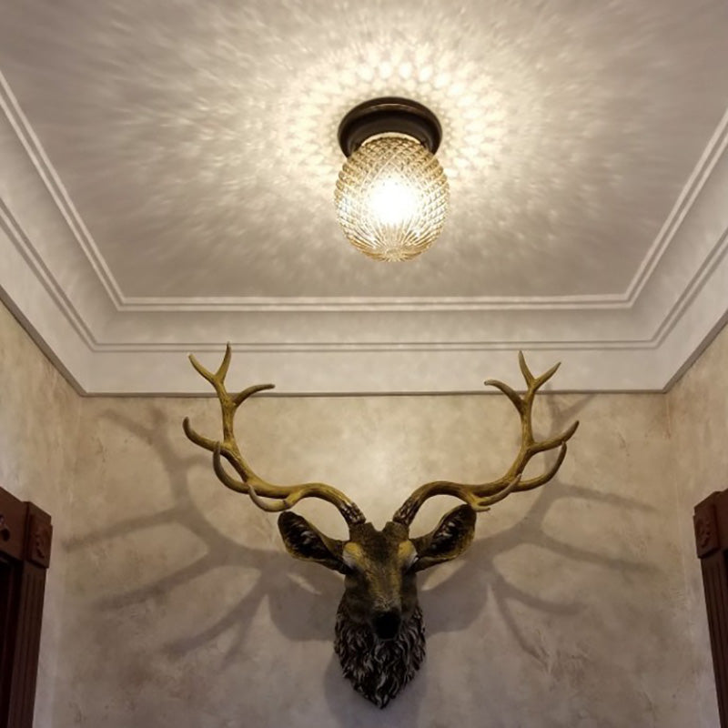 Lámpara de techo con pantalla de cristal, accesorio tradicional para pasillo cerca de la lámpara de techo, en negro