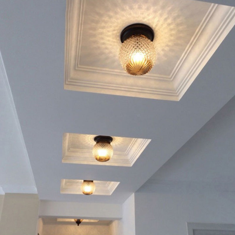 Lámpara de techo con pantalla de cristal, accesorio tradicional para pasillo cerca de la lámpara de techo, en negro