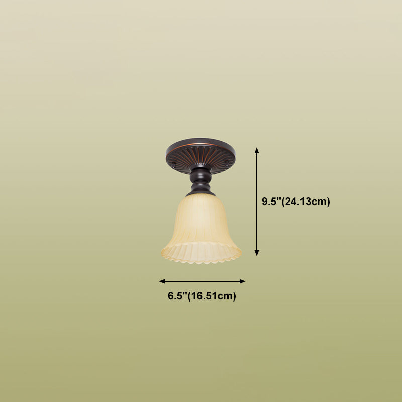 Lámpara de techo con pantalla de cristal, accesorio tradicional para pasillo cerca de la lámpara de techo, en negro