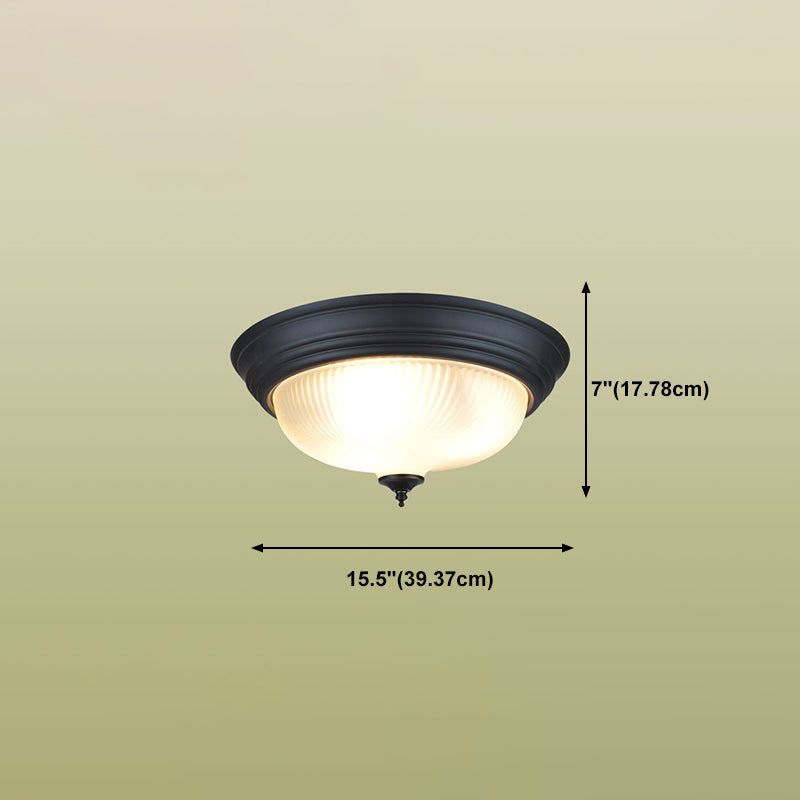 Glass Shade Ceiling Mounted Lamp Fixture Traditional Aisle Close to Ceiling Light in Black