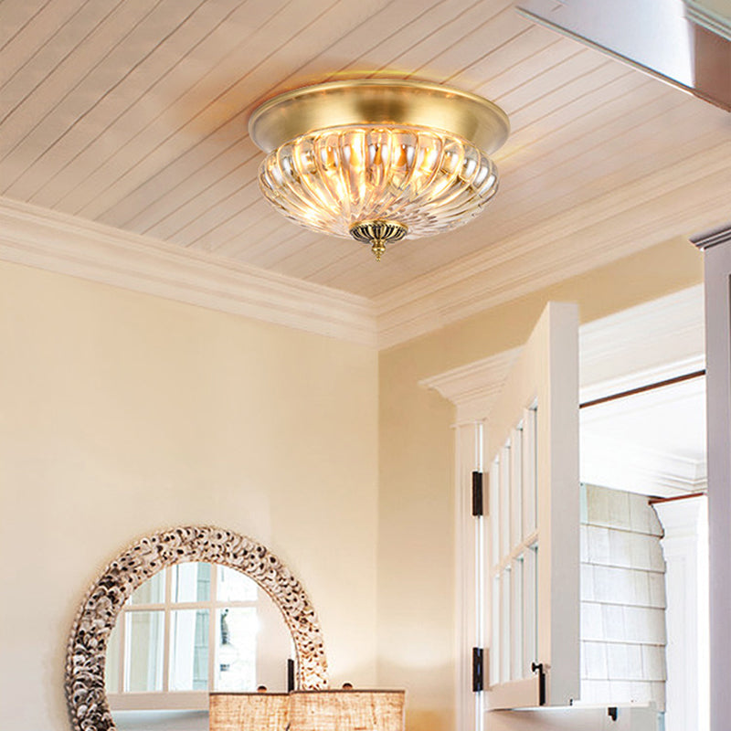 Glass Shade Ceiling Lamp Simplistic Aisle Brass Ceiling Mounted Light