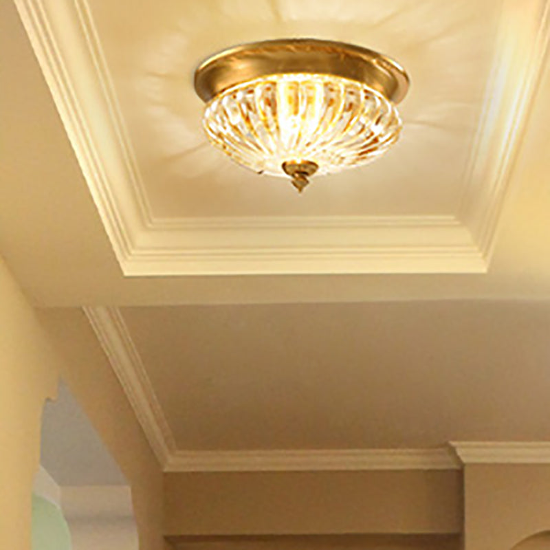 Glass Shade Ceiling Lamp Simplistic Aisle Brass Ceiling Mounted Light