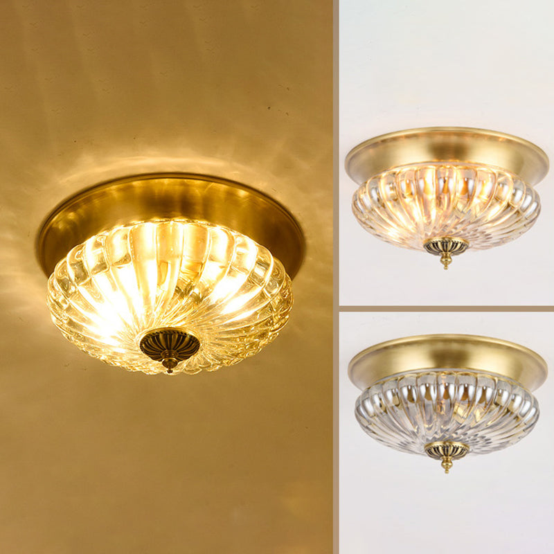 Glass Shade Ceiling Lamp Simplistic Aisle Brass Ceiling Mounted Light