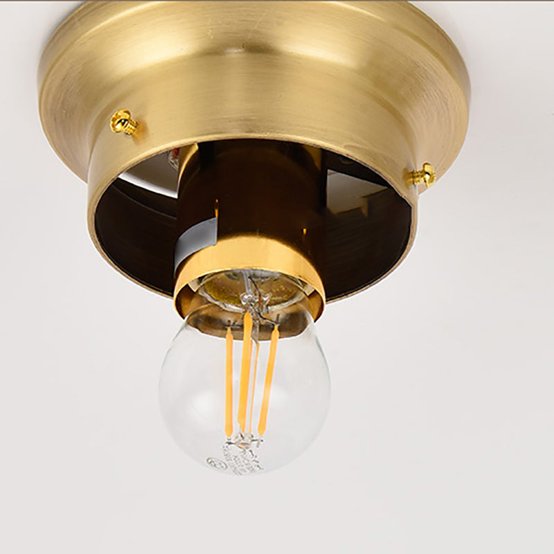 Glass Shade Ceiling Lamp Simplistic Aisle Brass Ceiling Mounted Light