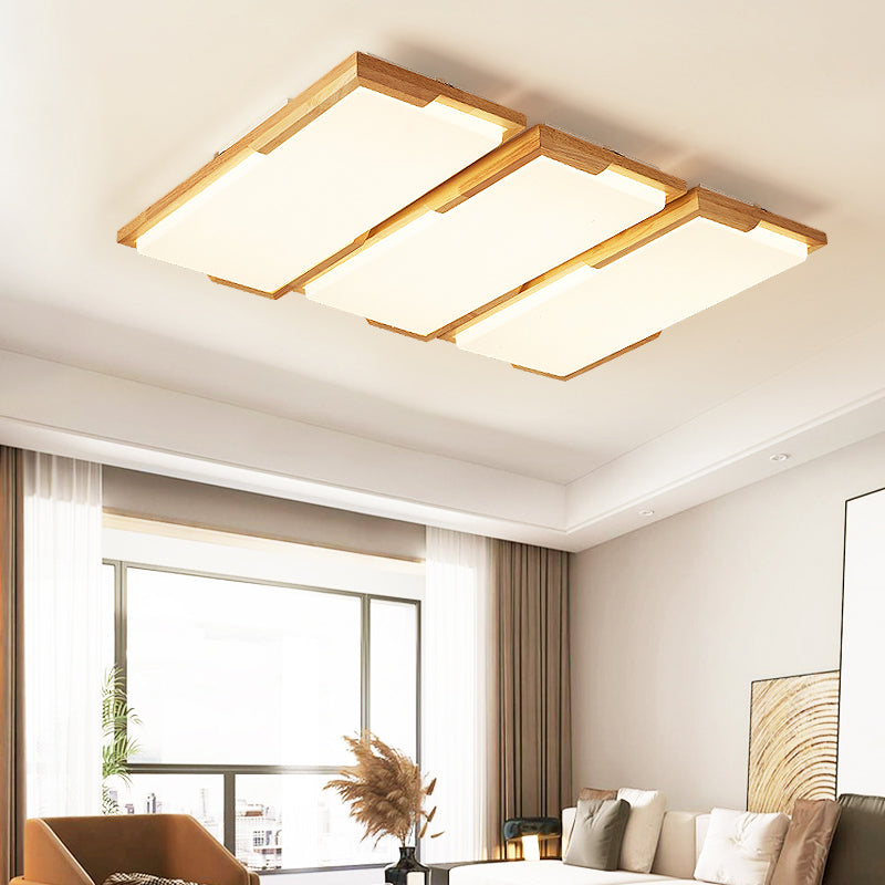 Plafonnier LED moderne en bois, luminaire de plafond encastré pour le salon