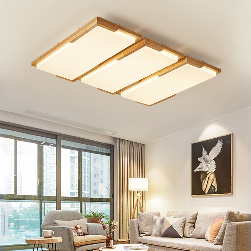 Plafonnier LED moderne en bois, luminaire de plafond encastré pour le salon