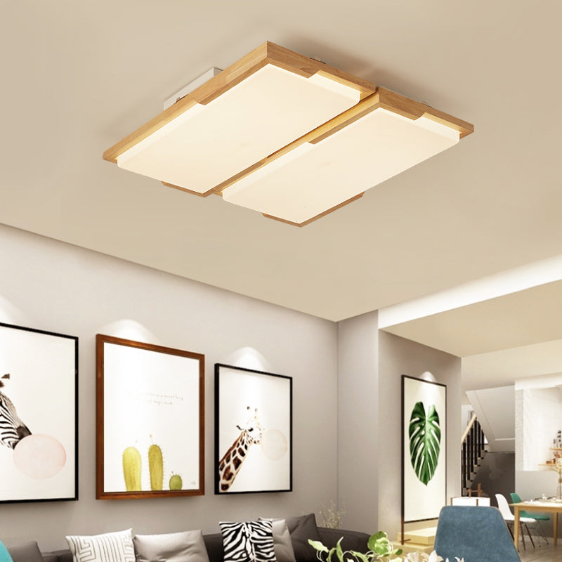 Plafonnier LED moderne en bois, luminaire de plafond encastré pour le salon