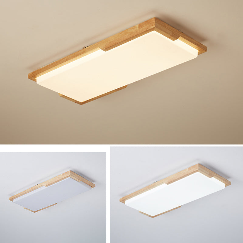 Plafonnier LED moderne en bois, luminaire de plafond encastré pour le salon
