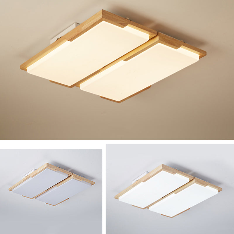 Plafonnier LED moderne en bois, luminaire de plafond encastré pour le salon