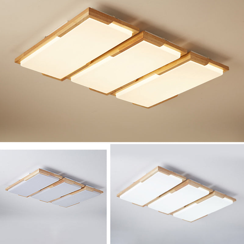 Plafonnier LED moderne en bois, luminaire de plafond encastré pour le salon