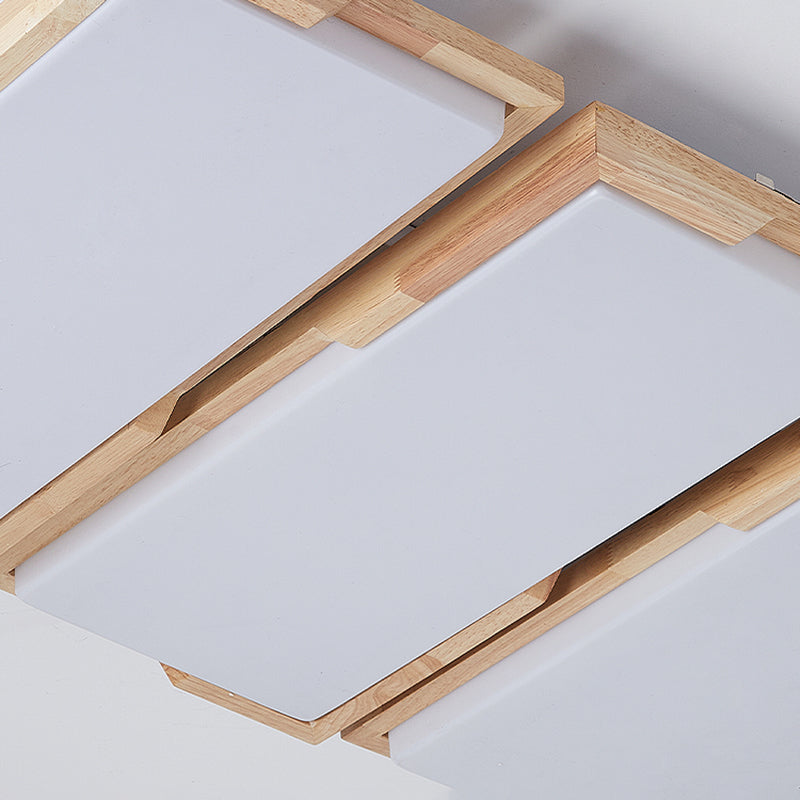Plafonnier LED moderne en bois, luminaire de plafond encastré pour le salon