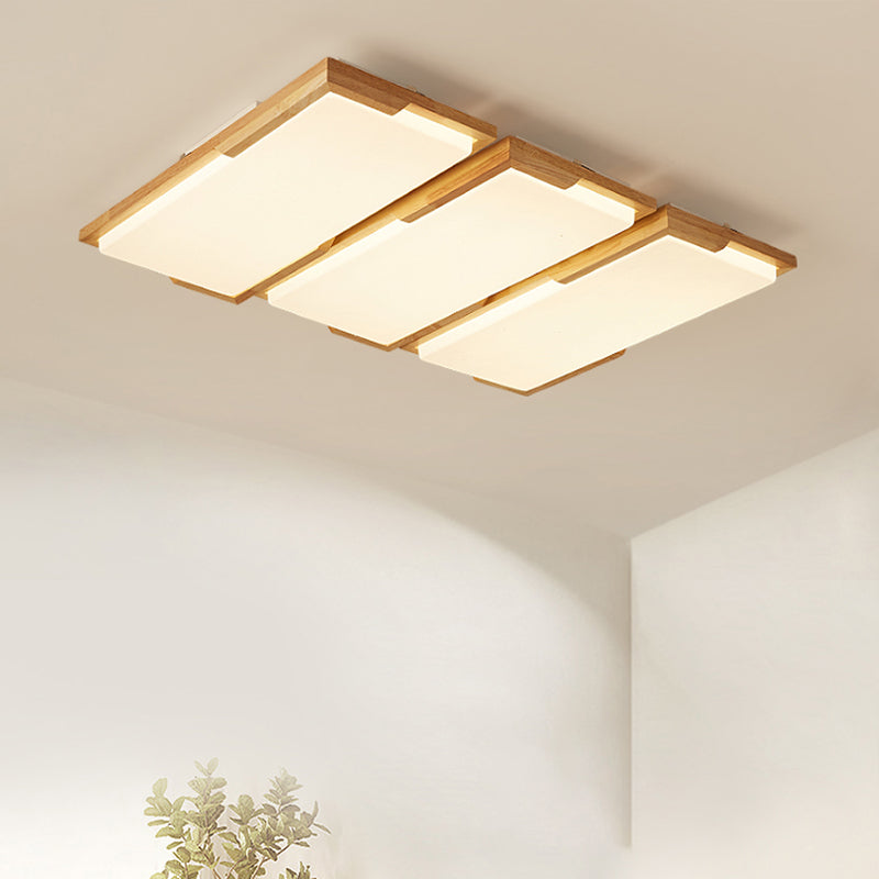Plafonnier LED moderne en bois, luminaire de plafond encastré pour le salon
