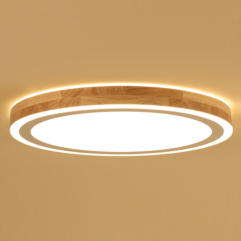Modern LED Ceiling Light Wooden Round Flush Mount Ceiling Lighting Fixture